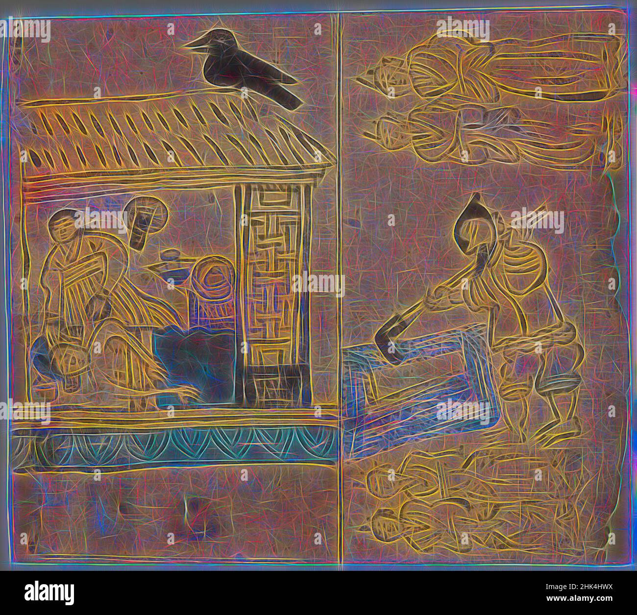 Inspired by Genre Scene, 1 of 4, Ink and color on paper, Korea, 19th century, Joseon dynasty, 10 1/16 x 9 1/16 in., 25.5 x 23 cm, Reimagined by Artotop. Classic art reinvented with a modern twist. Design of warm cheerful glowing of brightness and light ray radiance. Photography inspired by surrealism and futurism, embracing dynamic energy of modern technology, movement, speed and revolutionize culture Stock Photo