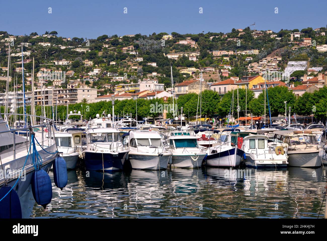 Harbor of Golfe-Juan, commune of the Alpes-Maritimes department, which belongs in turn to the Provence-Alpes-Côte d'Azur region of France Stock Photo