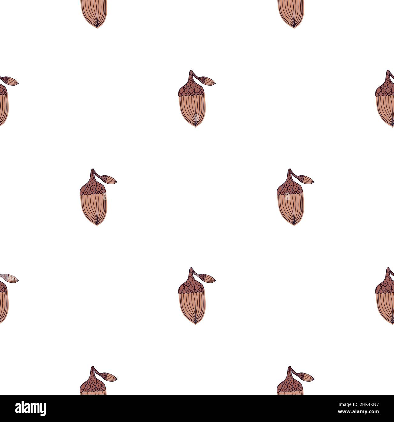 Minimalistic style forest seamless pattern with doodle acorn elements ...
