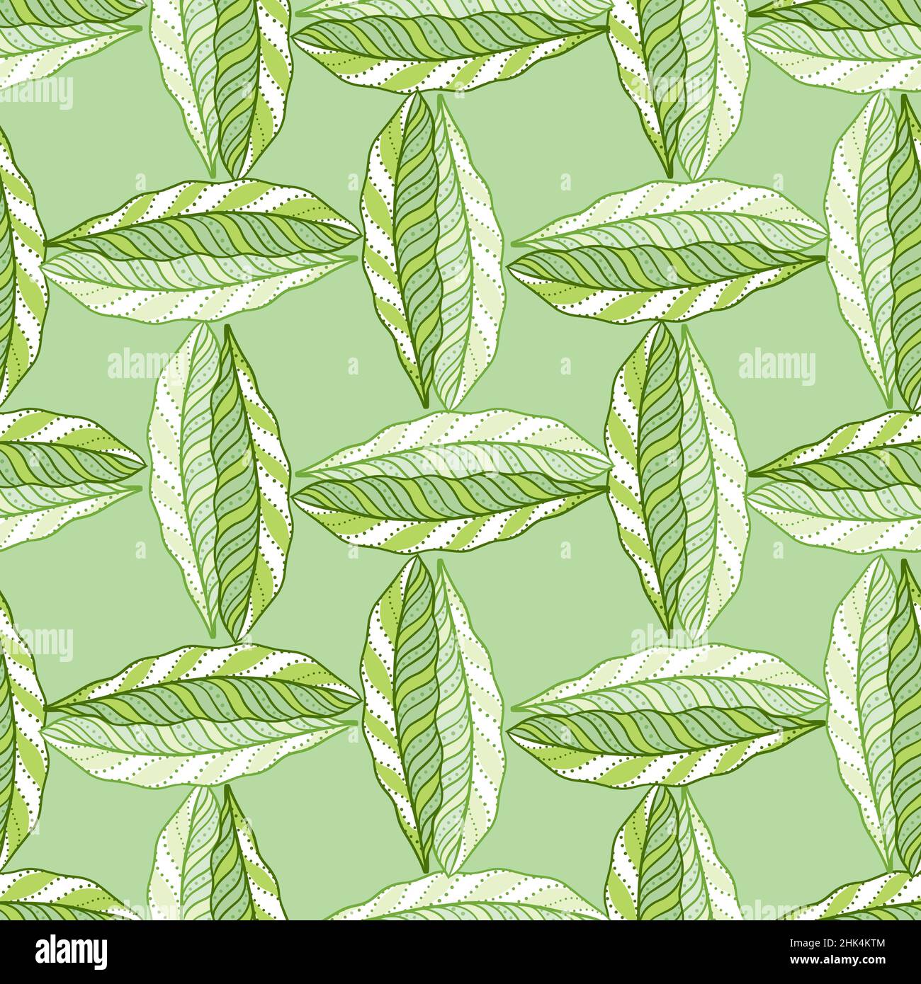 Vintage botanic seamless pattern with green abstract leaves print ...