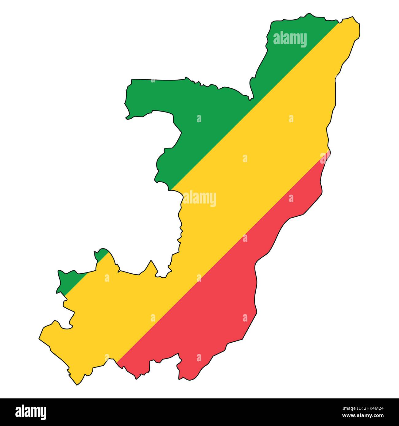 Republic of the Congo map with flag - outline of a state with a