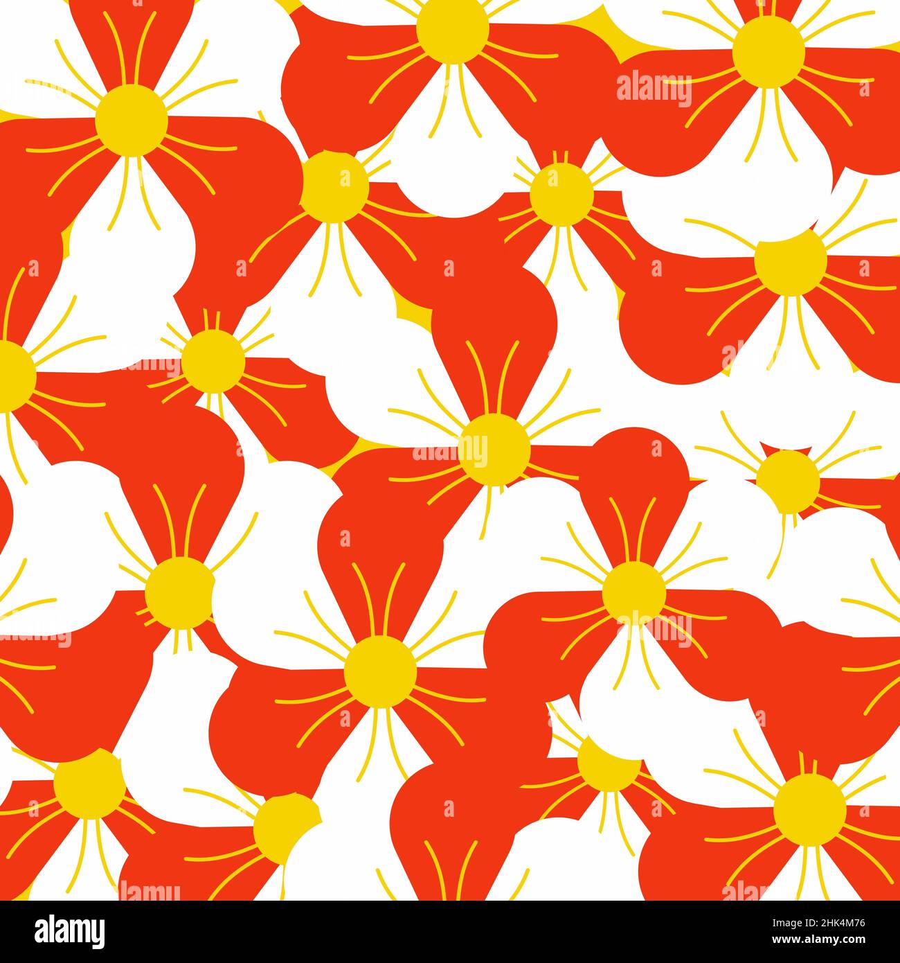 Red and white bloom floral pattern design background Stock Photo - Alamy