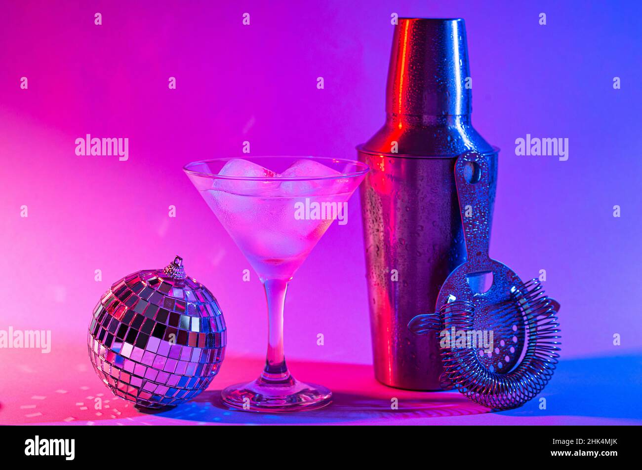 Bar tools in trendy neon light Stock Photo