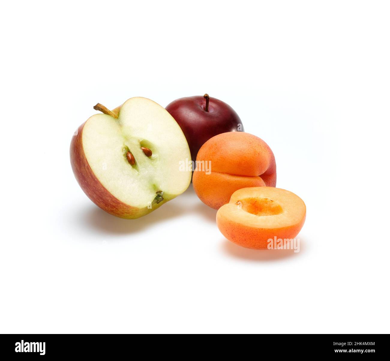 Apple Peach Plum Stock Photo