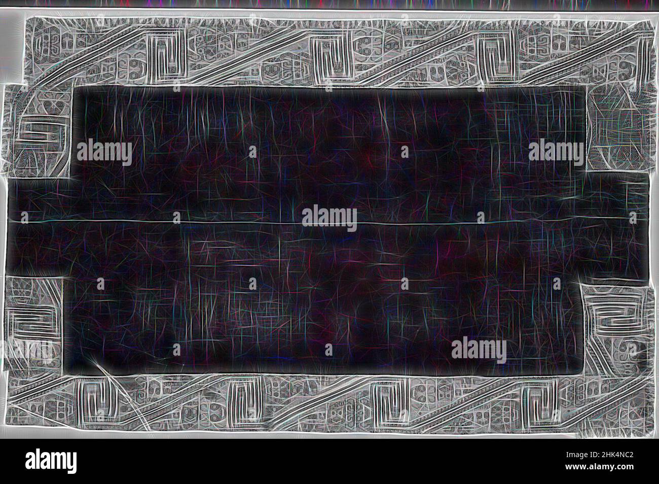 Inspired by Mantle, Paracas Necropolis 'linear', Cotton, camelid fiber, 100 B.C.E.-100 C.E., Early Horizon Period 10 - Early Intermediate Period 1, 90 3/16 x 57 7/8 in., 229.0 x 147.0 cm, Reimagined by Artotop. Classic art reinvented with a modern twist. Design of warm cheerful glowing of brightness and light ray radiance. Photography inspired by surrealism and futurism, embracing dynamic energy of modern technology, movement, speed and revolutionize culture Stock Photo