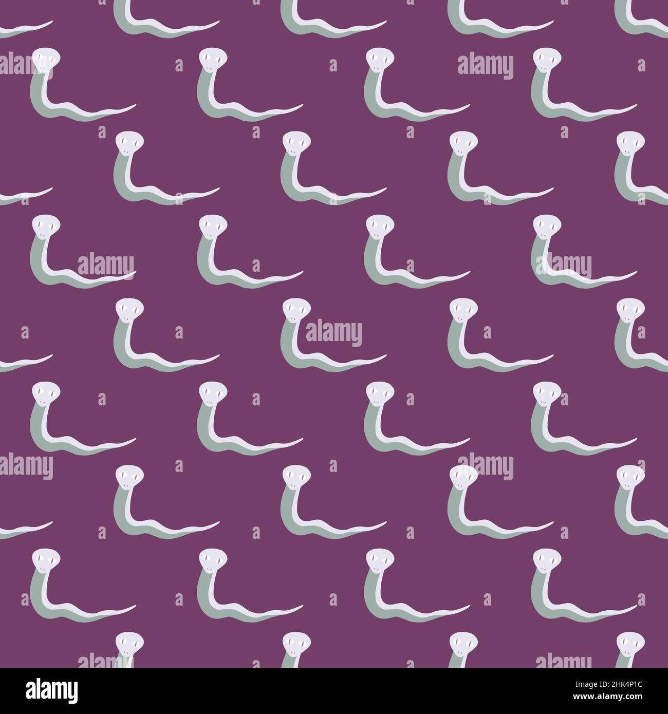 Abstract blue simple snakes silhouettes seamless pattern in hand drawn ...