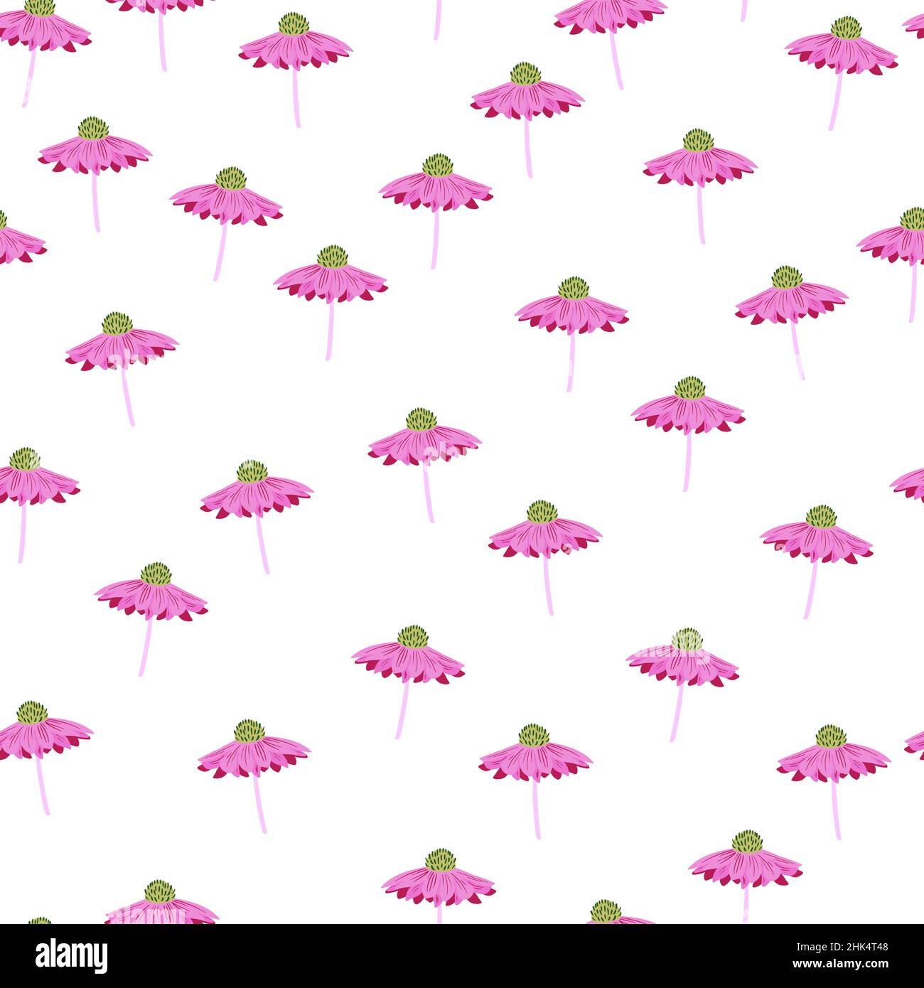 Random isolated lilac gerbera flowers elements seamless doodle pattern