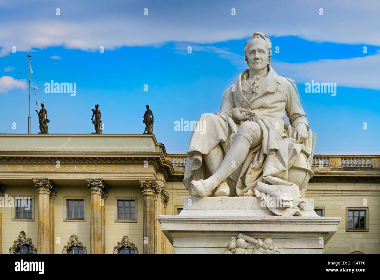 Humboldt University with Alexander von Humboldt statue, Unter den Linden, Berlin, Germany, Europe Stock Photo