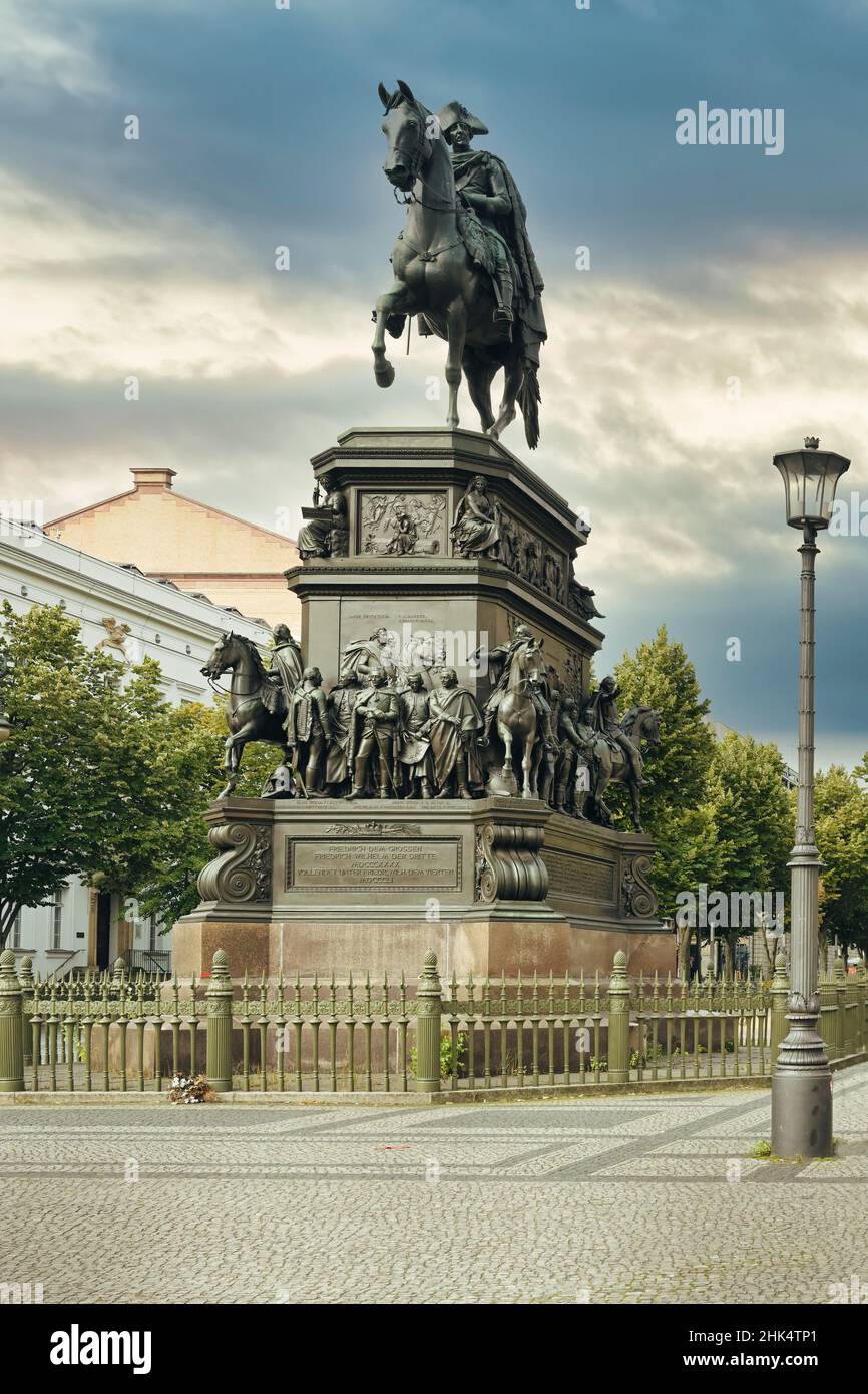 Frederick the Great equestrian statue, Unter den Linden, Berlin, Germany, Europe Stock Photo