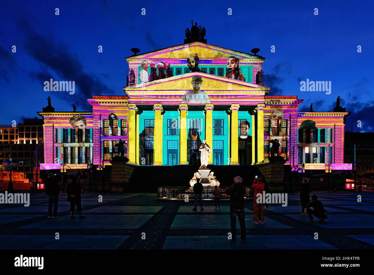 Konzerthaus Berlin and Schiller monument during the Festival of Lights, Gendarmen Square, Unter den Linden, Berlin, Germany, Europe Stock Photo