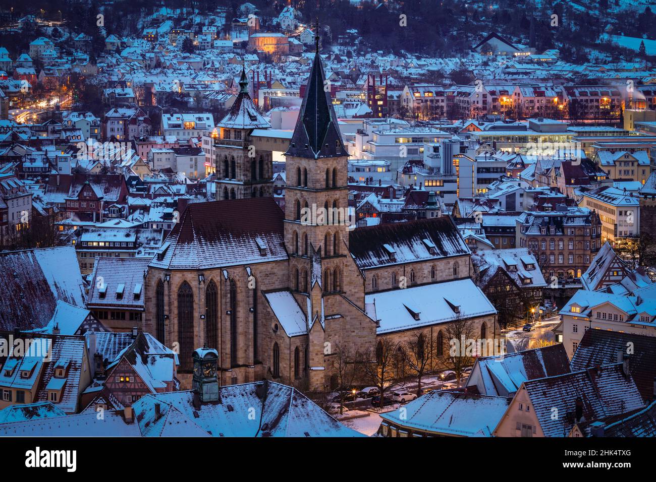 Old town with St. Dionys Church, Esslingen am Neckar, Baden-Wurttemberg ...