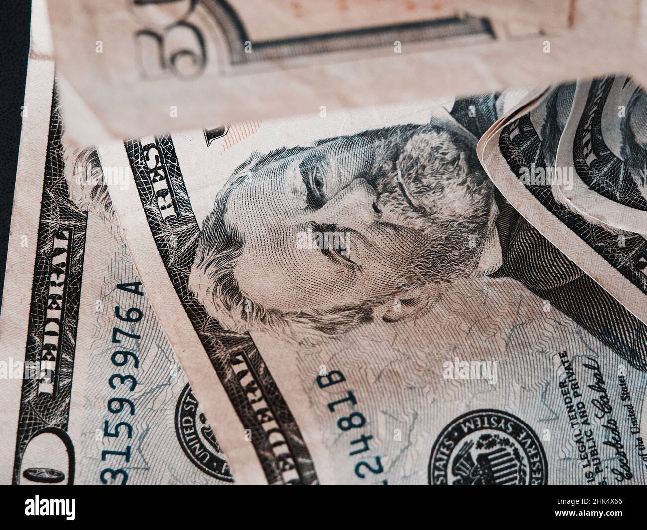 Portrait of President Ulysses S. Grant on a 50 dollar bill. American paper money close-up. Stock Photo