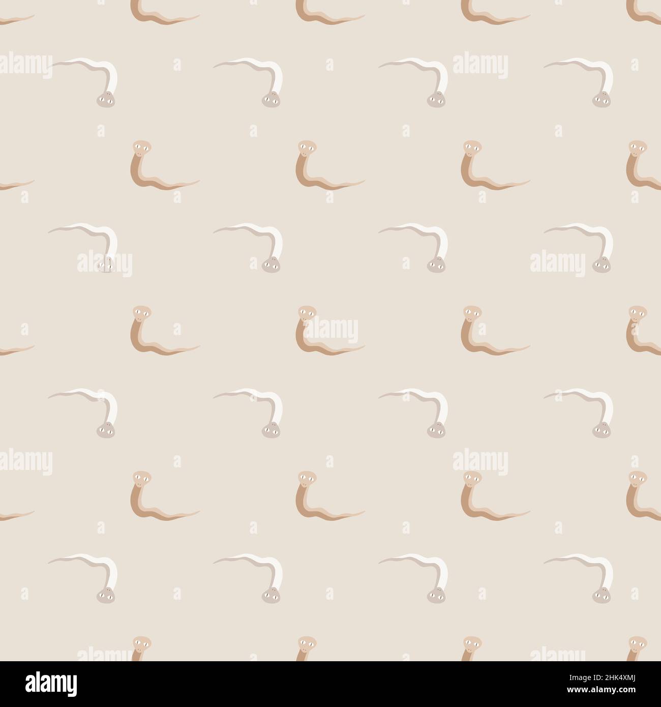 Nature decorative seamless pattern with doodle snakes elements. Light ...