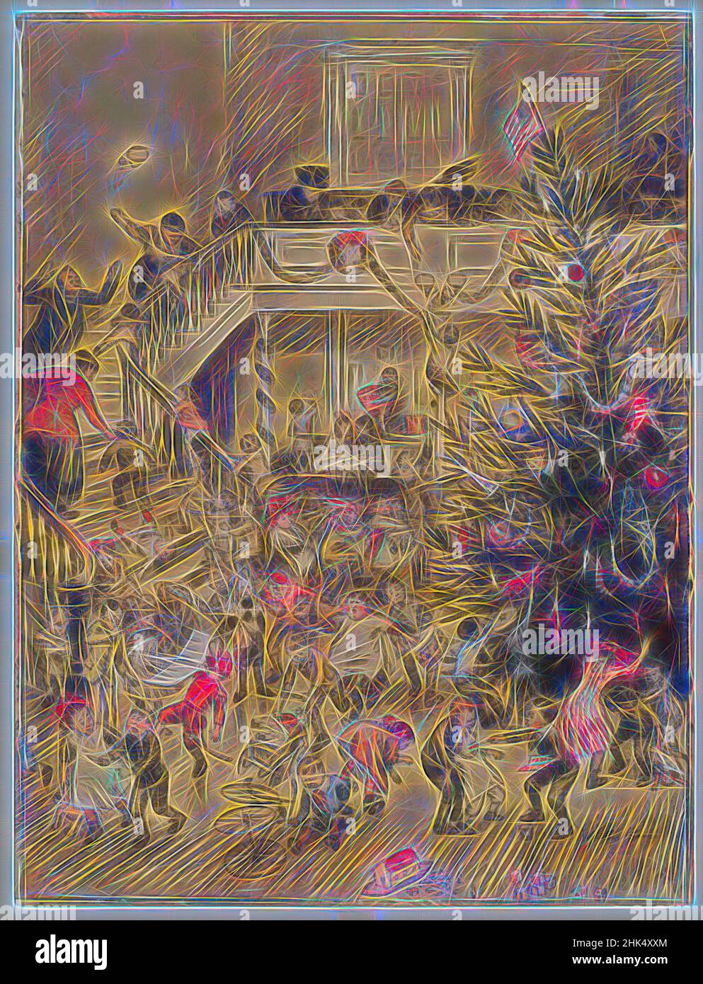Inspired by Merry Christmas, Yuletide Revels, William Glackens, American, 1870-1938, Graphite, Conté crayon, ink, and transparent and opaque watercolor on laminated board adhered to wood pulp board, ca. 1910, Sheet: 24 3/8 x 18 1/2 in., 61.9 x 47 cm, 20th Century, American, american art, American, Reimagined by Artotop. Classic art reinvented with a modern twist. Design of warm cheerful glowing of brightness and light ray radiance. Photography inspired by surrealism and futurism, embracing dynamic energy of modern technology, movement, speed and revolutionize culture Stock Photo