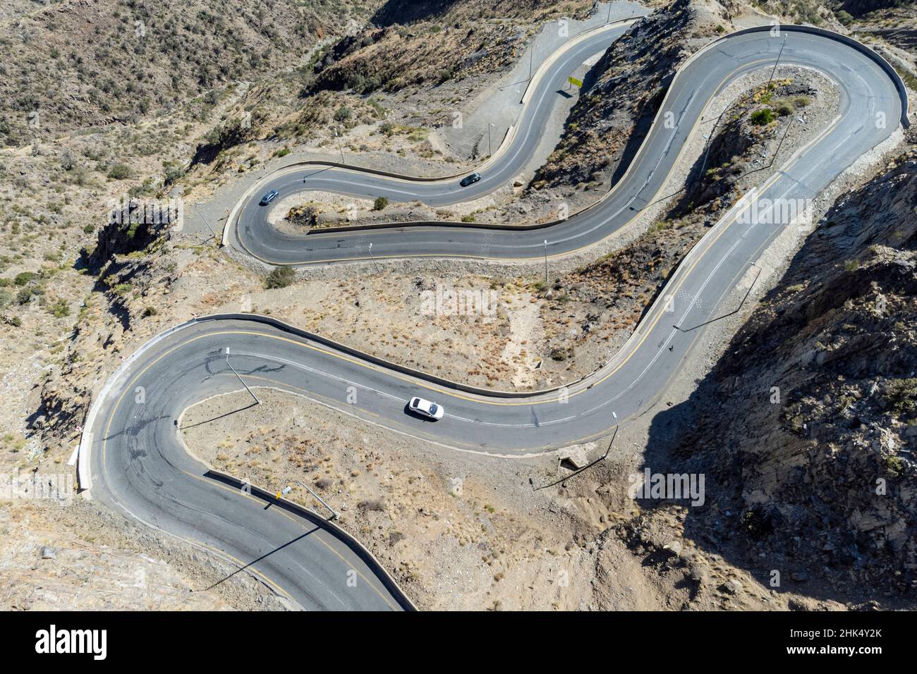 Zigzag Abha mountain road, Kingdom of Saudi Arabia, Middle East Stock Photo