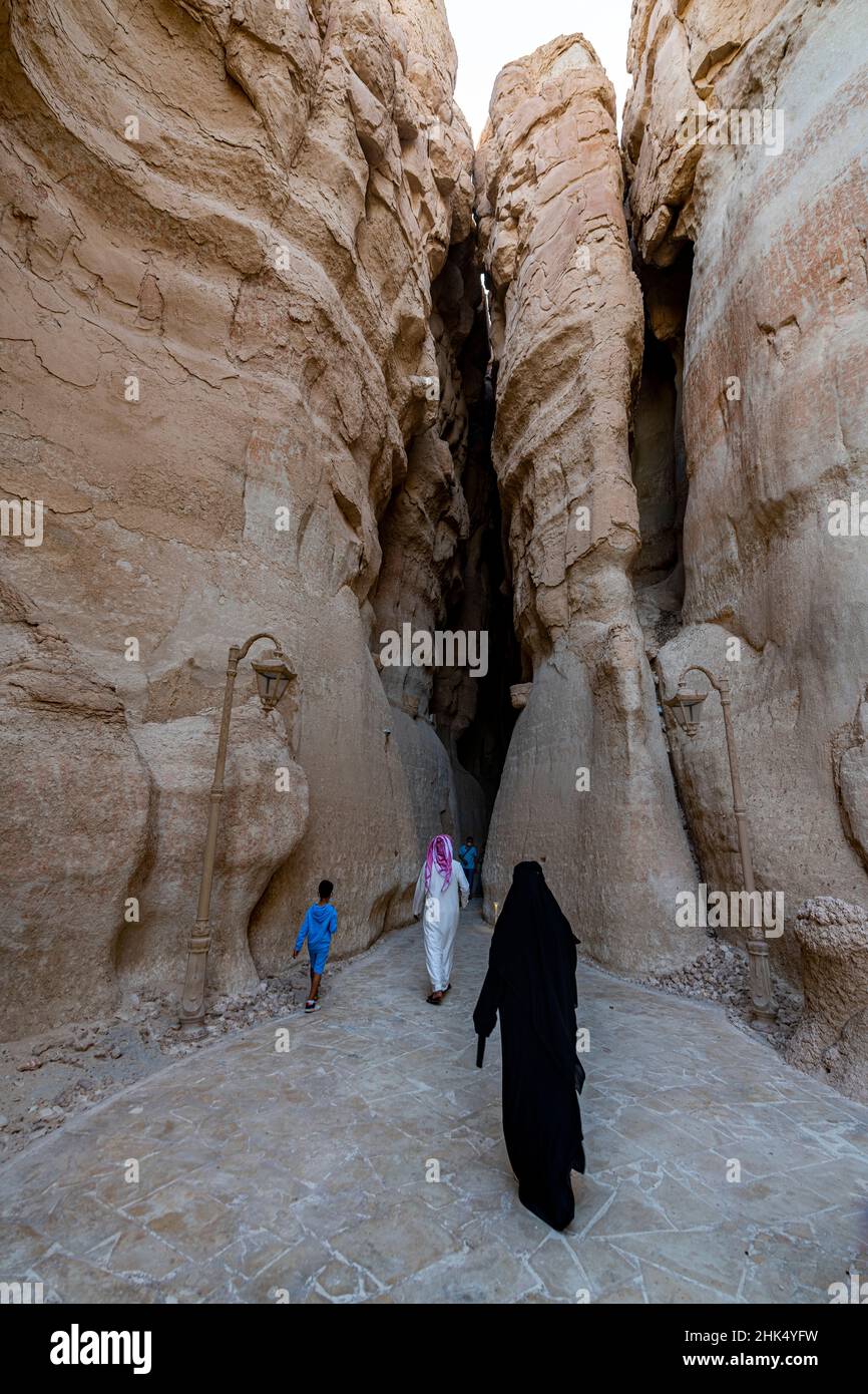 Entrance to the Al Qarah mountain, Al Ahsa (Al Hasa) Oasis, UNESCO World Heritage Site, Hofuf, Kingdom of Saudi Arabia, Middle East Stock Photo