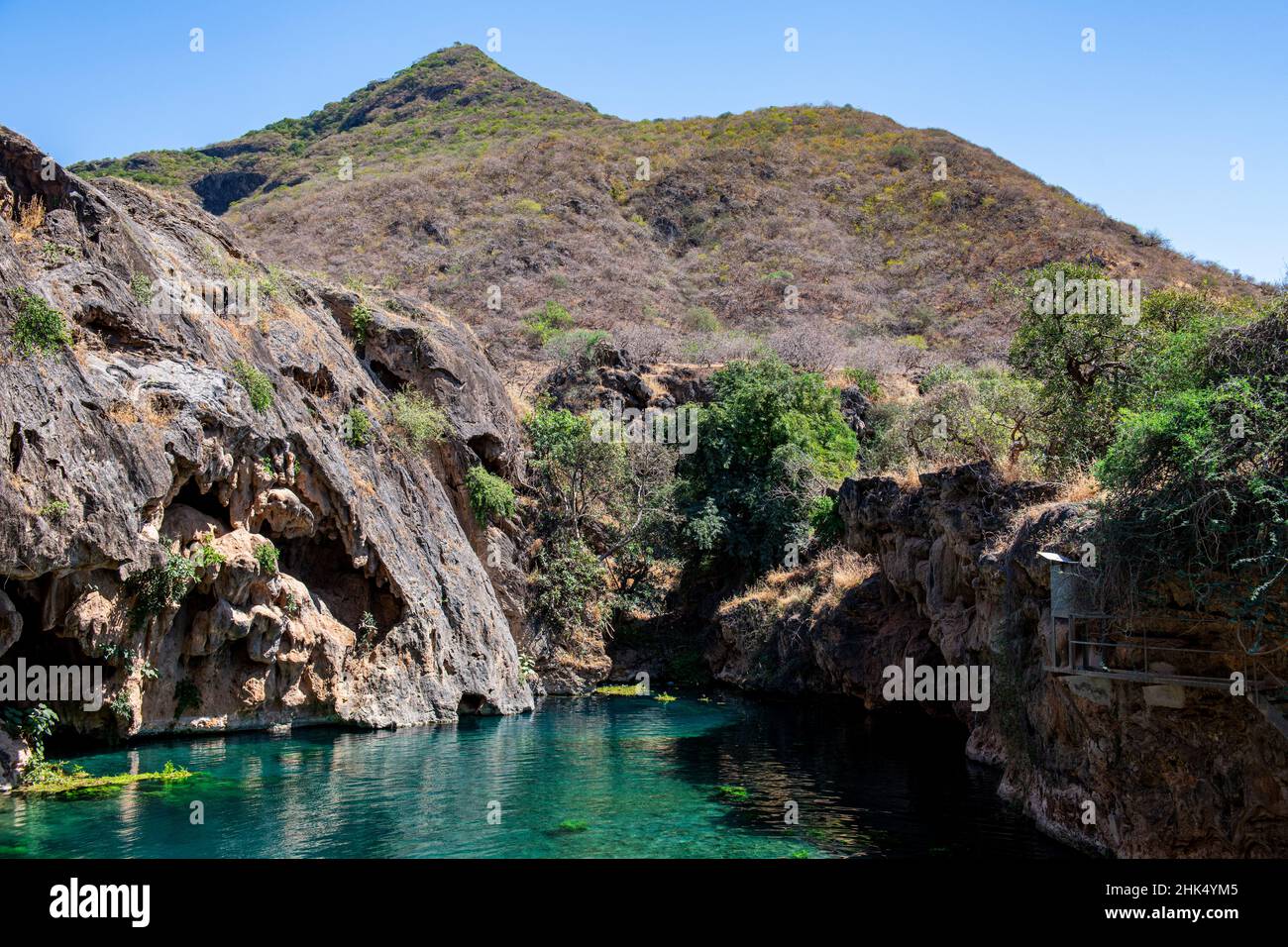 Turquoise water pools, Ain Sahlounout, Salalah, Oman, Middle East Stock Photo