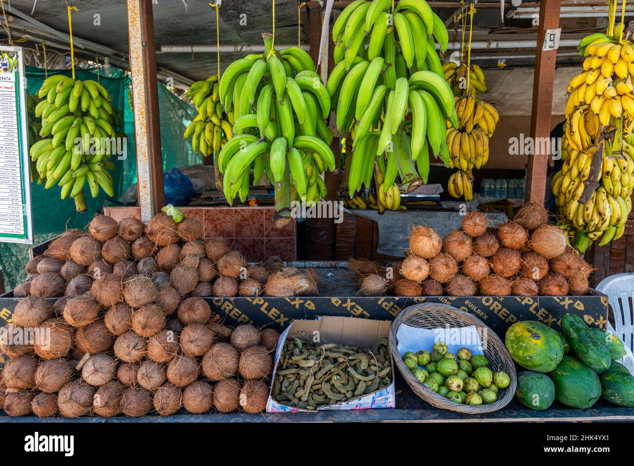 Fresh fruits in the Oasis of Salalah, Oman, Middle East Stock Photo