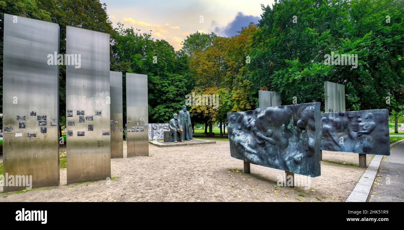 Karl Marx and Friedrich Engels Bronze monument, Marx-Engels Forum, Berlin Mitte district, Berlin, Germany, Europe Stock Photo