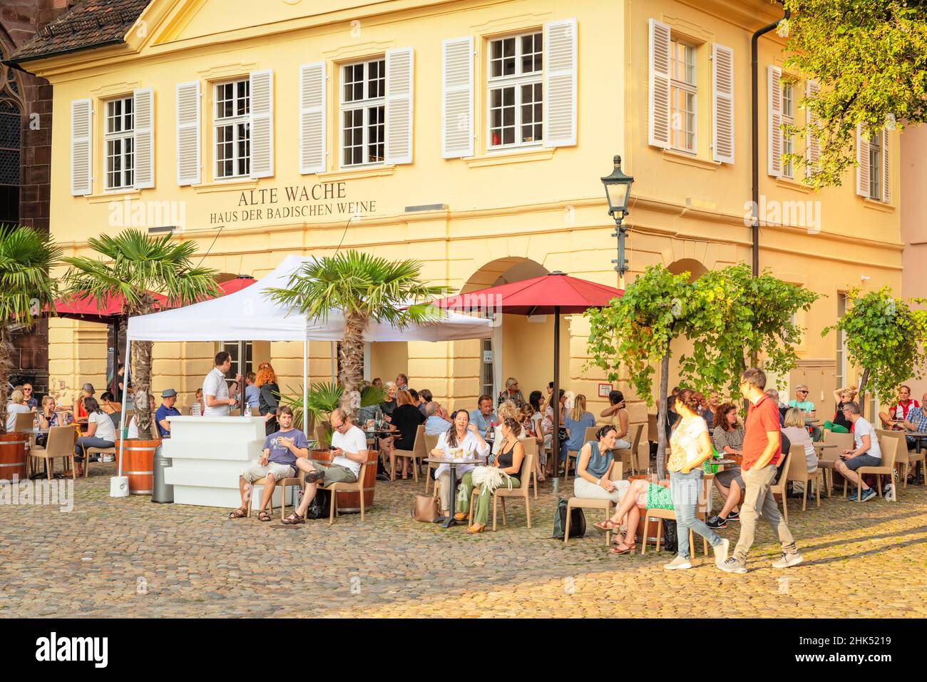 Alte Wache wine tavern on Munsterplatz Square, Freiburg, Black Forest, Baden-Wurttemberg, Germany, Europe Stock Photo