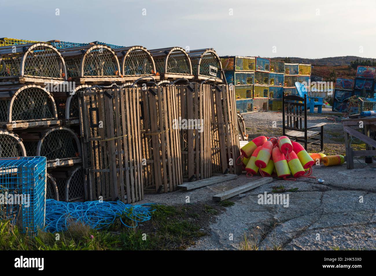 Lobster Traps, Peggy's Cove, Nova Scotia, Canada, North America Stock Photo