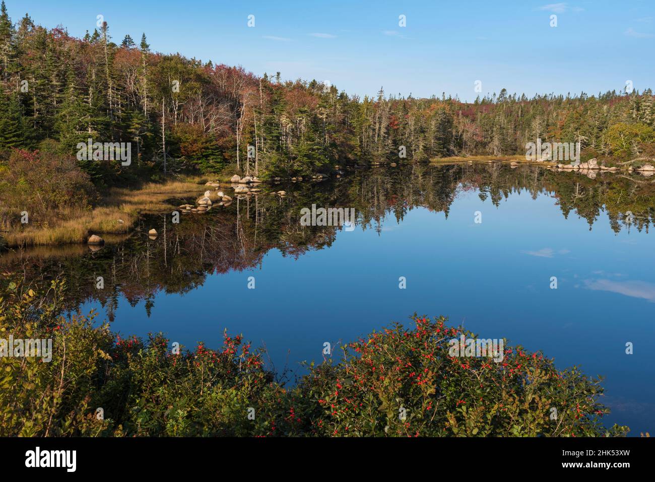 Peggy's Cove Conservation Area in Autumn, Nova Scotia, Canada, North America Stock Photo