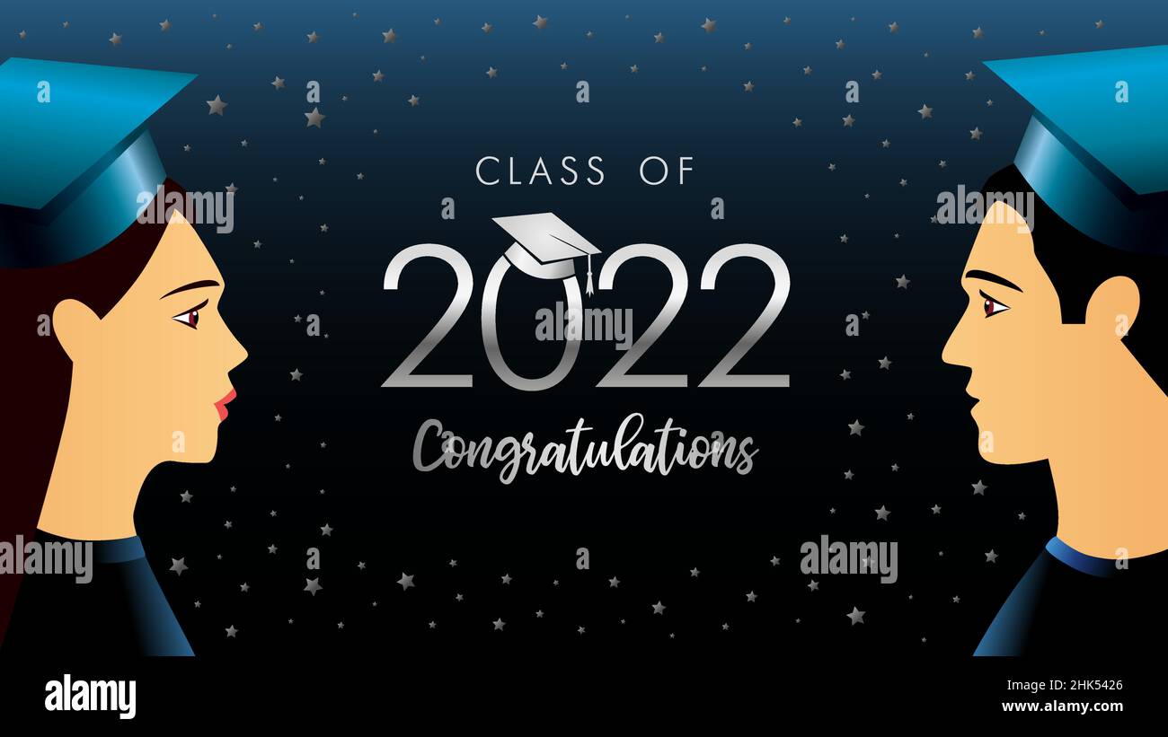 2022 class of graduate, students with square academic cap. Graduation