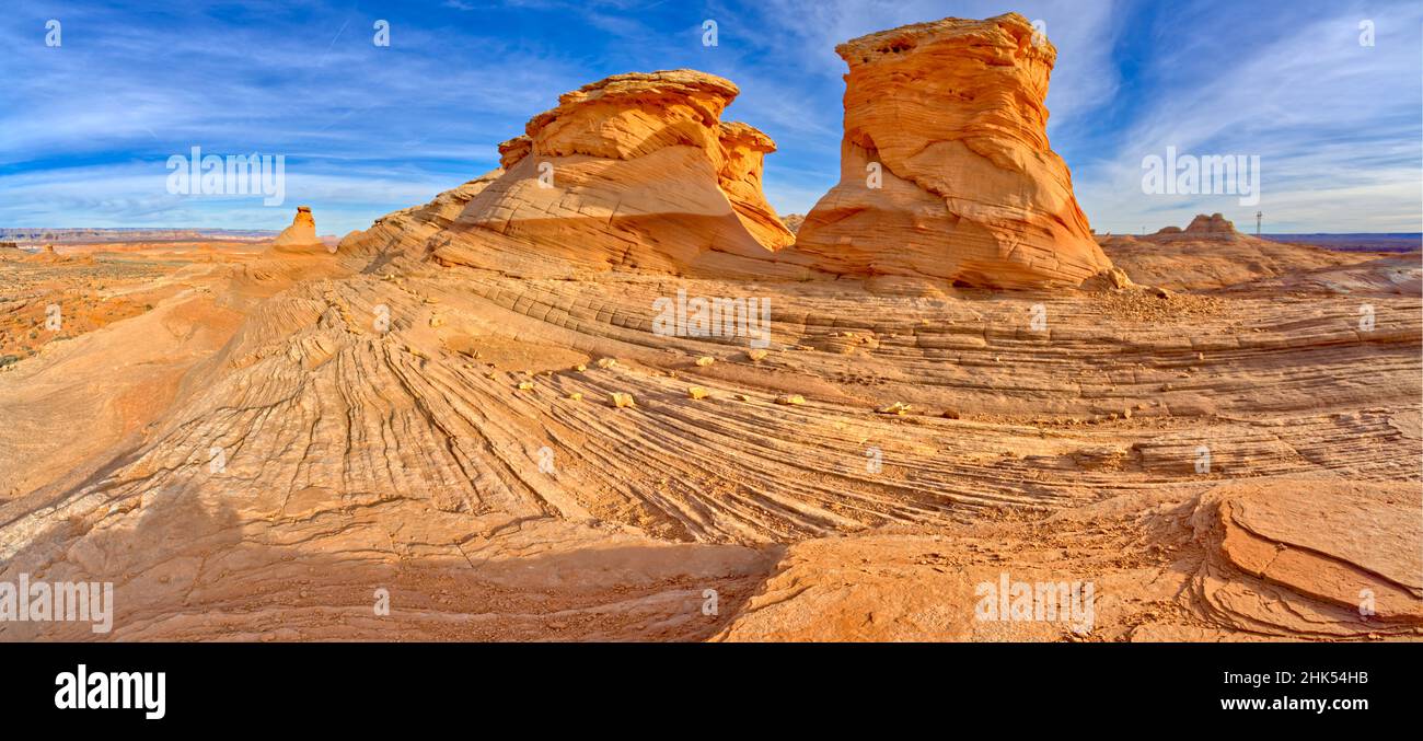 Wavy sandstone formation called Beehive Rock in Glen Canyon Recreation Area, The New Wave near Beehive campground, Arizona, United States of America Stock Photo