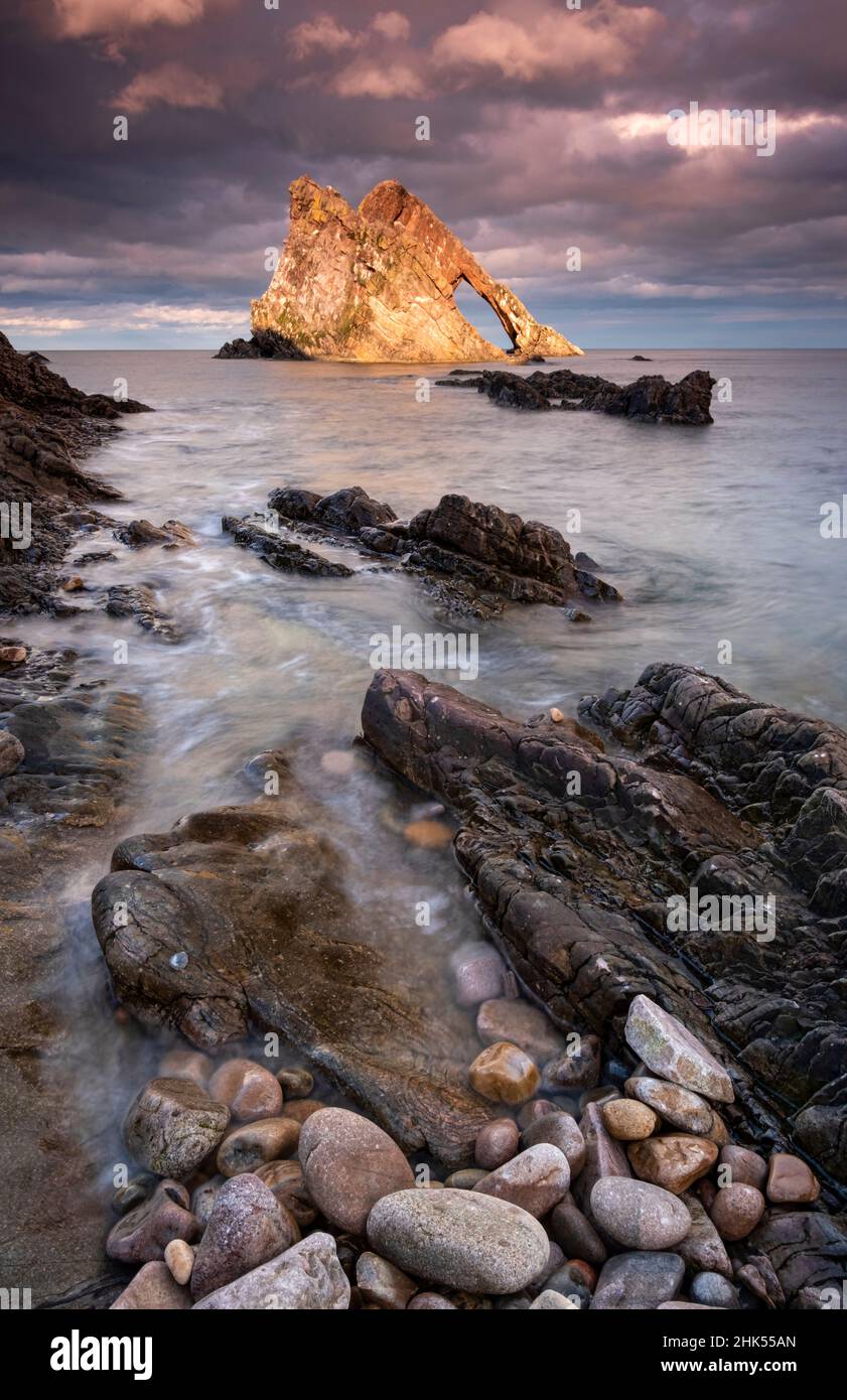 Bow Fiddle Rock, near Portknockie, Moray Coast, North East Scotland, Scotland, United Kingdom, Europe Stock Photo