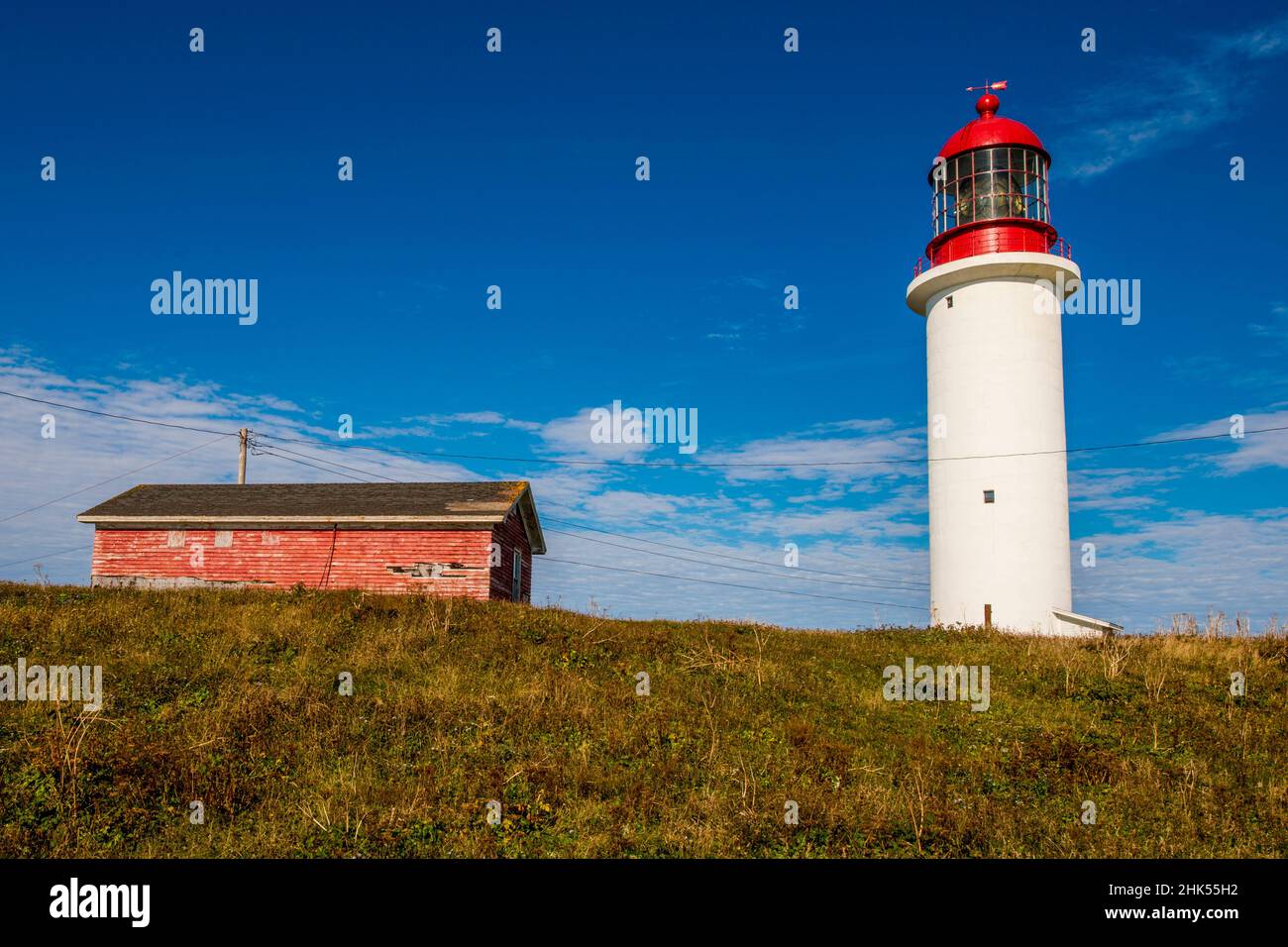 Cape Race Lighthouse, Cape Race, Avalon Peninsula, Newfoundland, Canada, North America Stock Photo