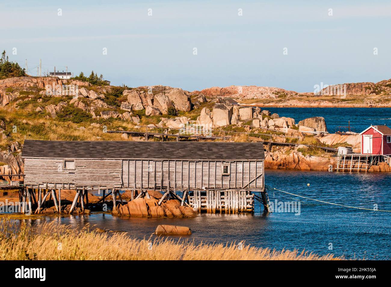 Tilting village, Fogo Island, Newfoundland, Canada, North America Stock Photo