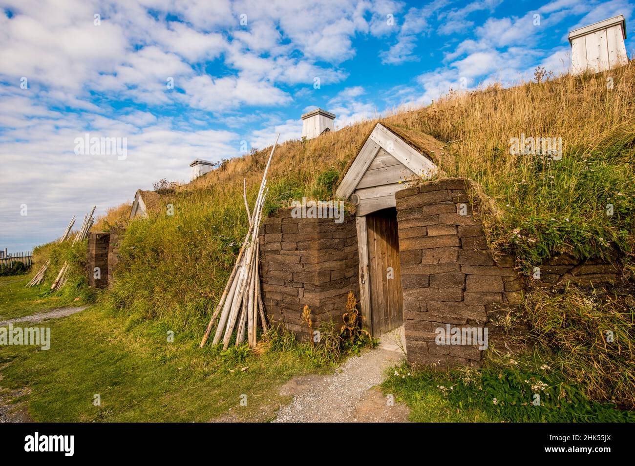 L'Anse aux Meadows National Historic Site, UNESCO World Heritage Site, Northern Peninsula, Newfoundland, Canada, North America Stock Photo