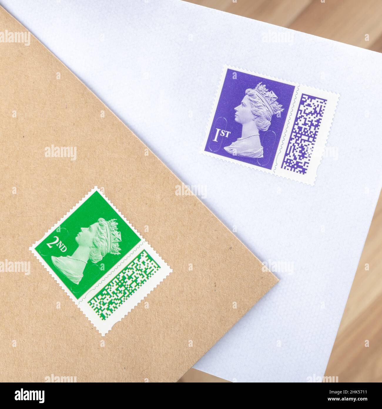 Torquay, UK. 2nd Feb, 2022. New UK postage stamps feature a QR code to