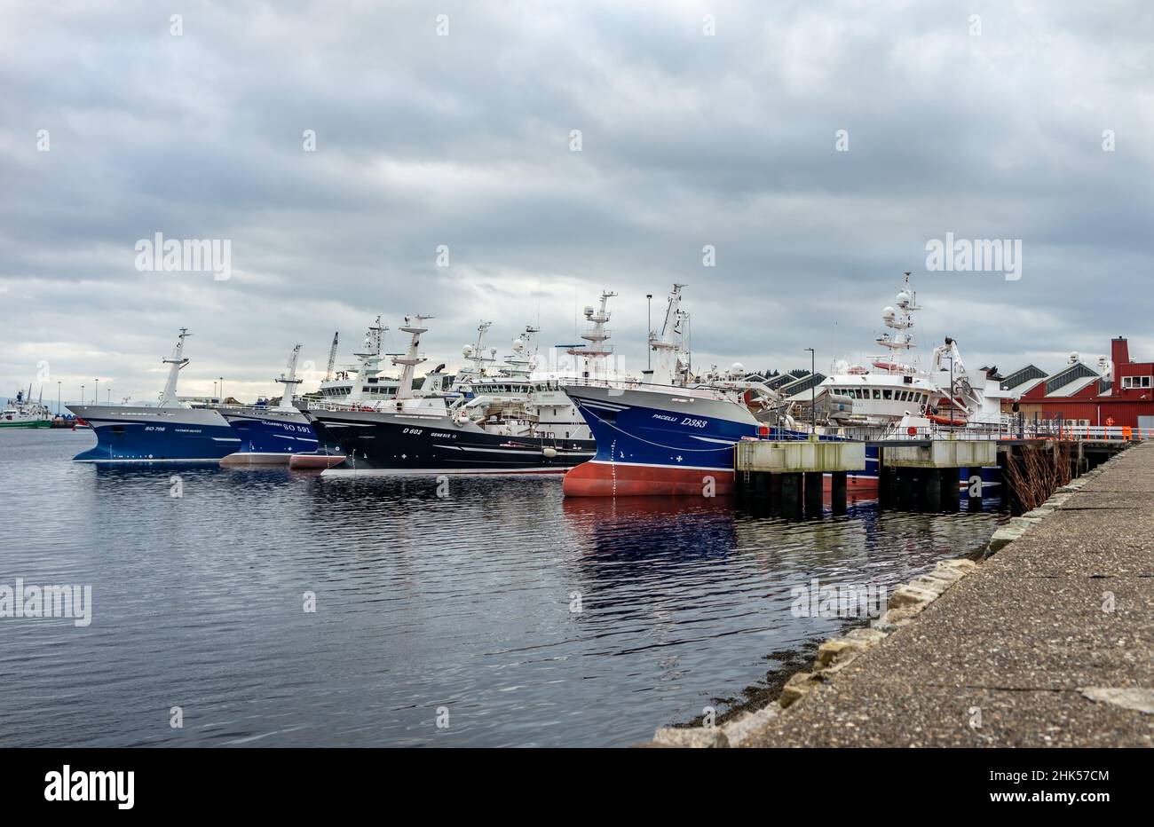 KILLYBEGS, IRELAND - OCTOBER 13 2021 : Fishing vessels moored at the harbour. Stock Photo