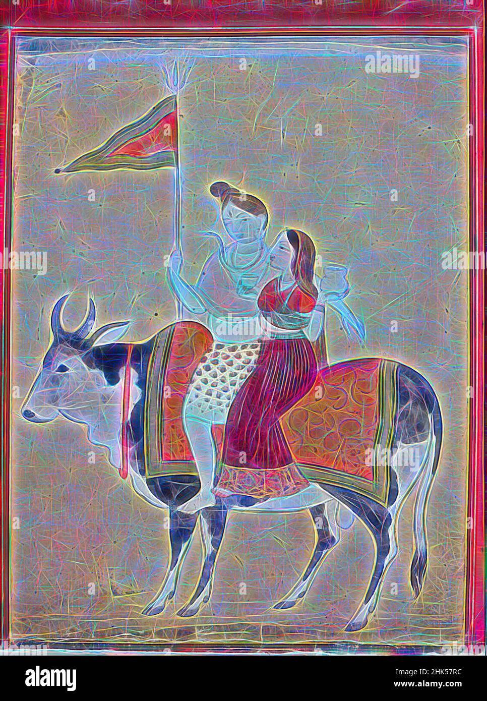 Painted Indian Nandi Bull Figurine From Rajasthan - Ca 1940 Painted Indian Nandi Bull Figurine From Rajasthan - Ca 1940