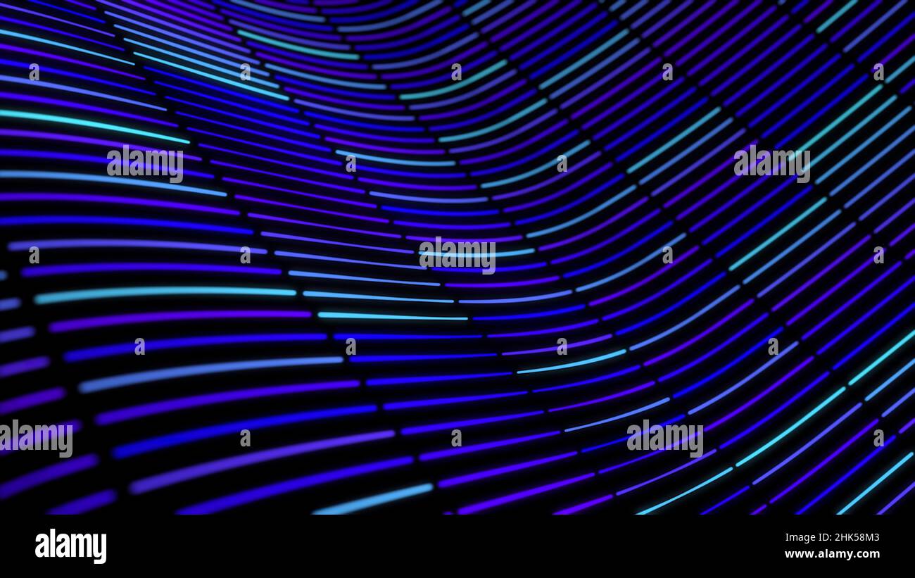 3D abstract curved background with moving neon lines. Animation. Looped ...