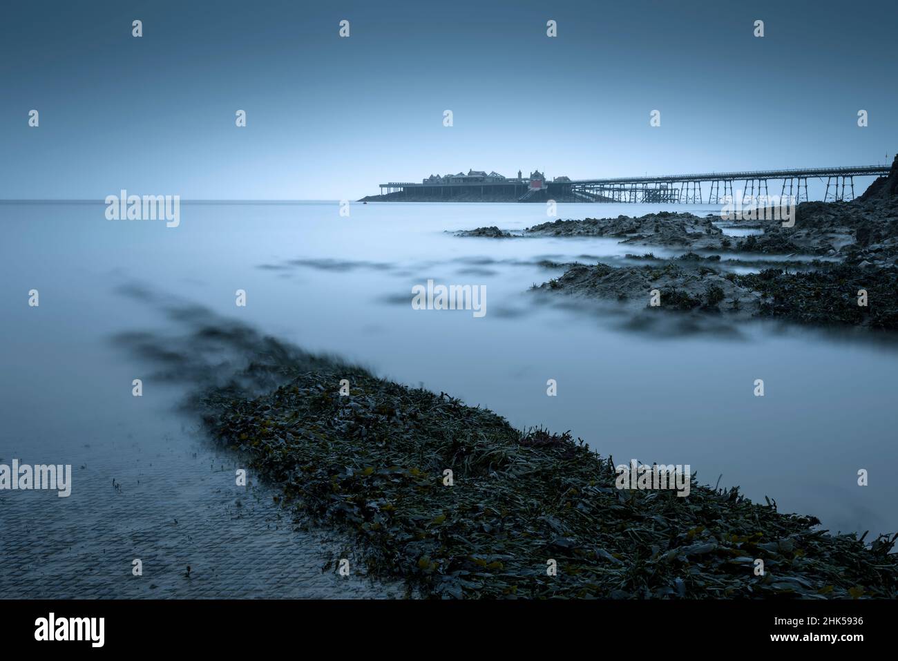 Birnbeck Pier in the Bristol Channel from Anchor Head at Weston-super-Mare, North Somerset, England. Stock Photo