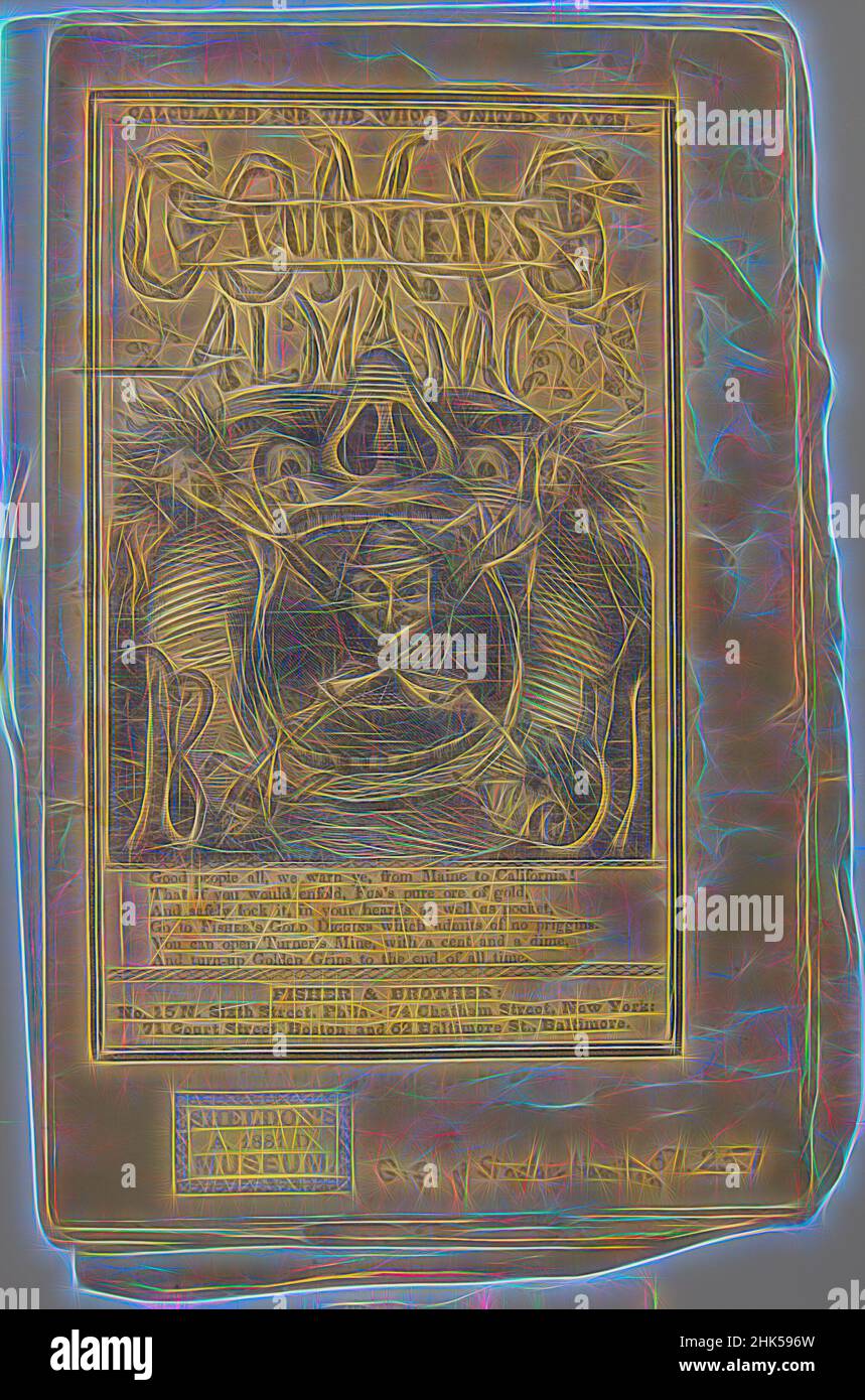 Inspired by Turner's Comic Almanac, Wood engravings on paper, 1851, 8 1/4 x 5 3/8 in., 21 x 13.7 cm, Reimagined by Artotop. Classic art reinvented with a modern twist. Design of warm cheerful glowing of brightness and light ray radiance. Photography inspired by surrealism and futurism, embracing dynamic energy of modern technology, movement, speed and revolutionize culture Stock Photo