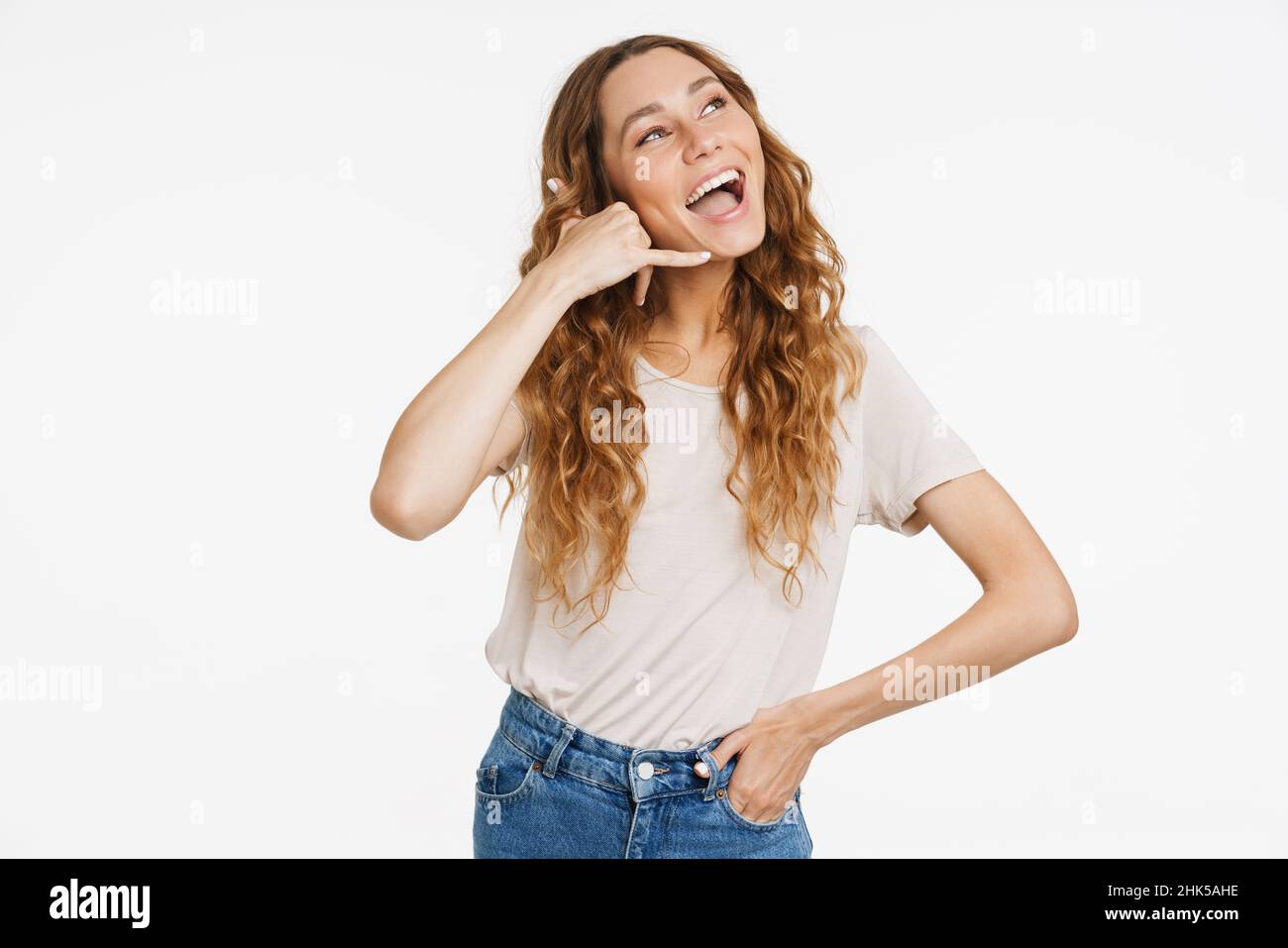 Laughing ginger woman in white hi-res stock photography and images - Alamy