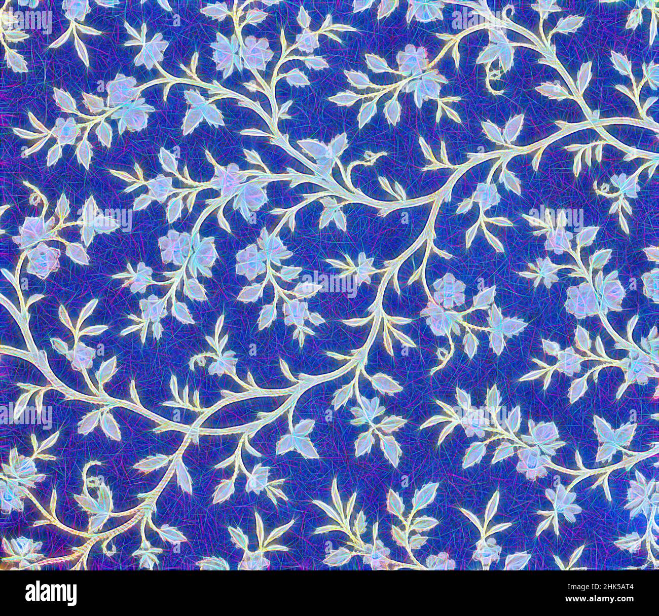 Inspired by Wallpaper, Paper, ca. 1870-1890, 19 3/4 x 25 1/2 in., 50.2 x 64.8 cm, decorative, floral, flower, pattern, vines, Reimagined by Artotop. Classic art reinvented with a modern twist. Design of warm cheerful glowing of brightness and light ray radiance. Photography inspired by surrealism and futurism, embracing dynamic energy of modern technology, movement, speed and revolutionize culture Stock Photo