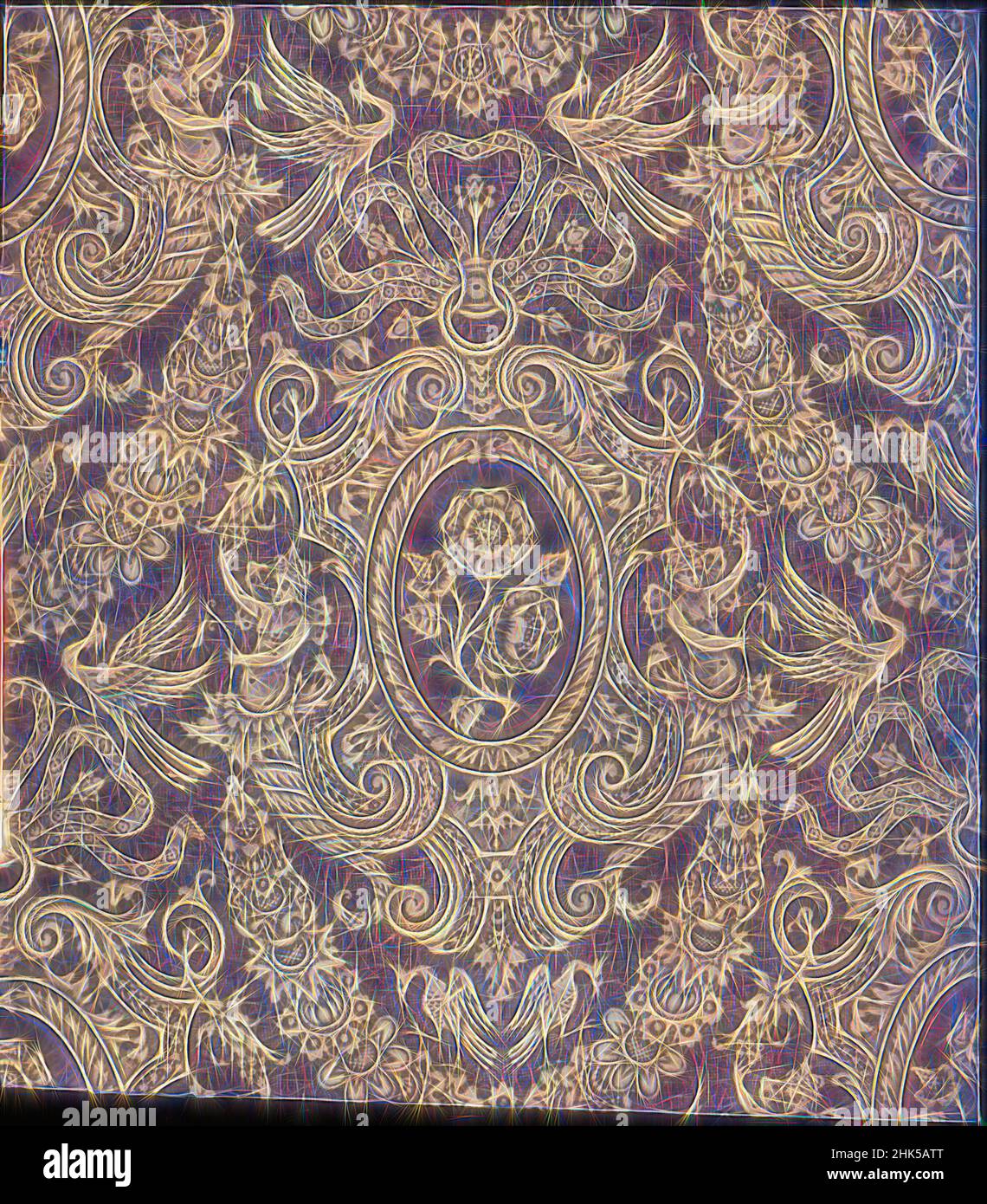 Inspired by Wallpaper, Paper, ca. 1890, 24 1/2 x 19 3/4 in., 62.2 x 50.2 cm, Reimagined by Artotop. Classic art reinvented with a modern twist. Design of warm cheerful glowing of brightness and light ray radiance. Photography inspired by surrealism and futurism, embracing dynamic energy of modern technology, movement, speed and revolutionize culture Stock Photo