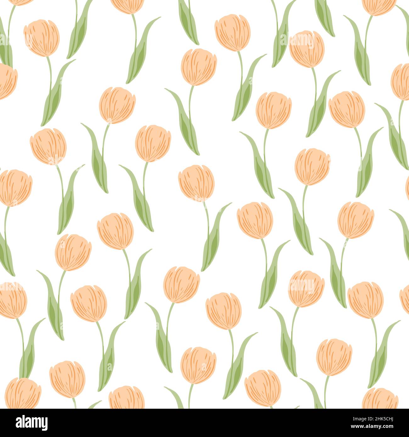 Isolated seamless pattern with random little orange tulip flowers ...