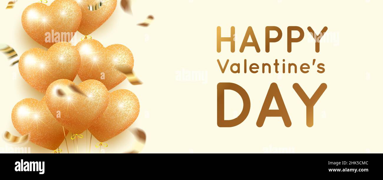 Banner with heart shaped balloons and gold glitter. Congratulations on ...