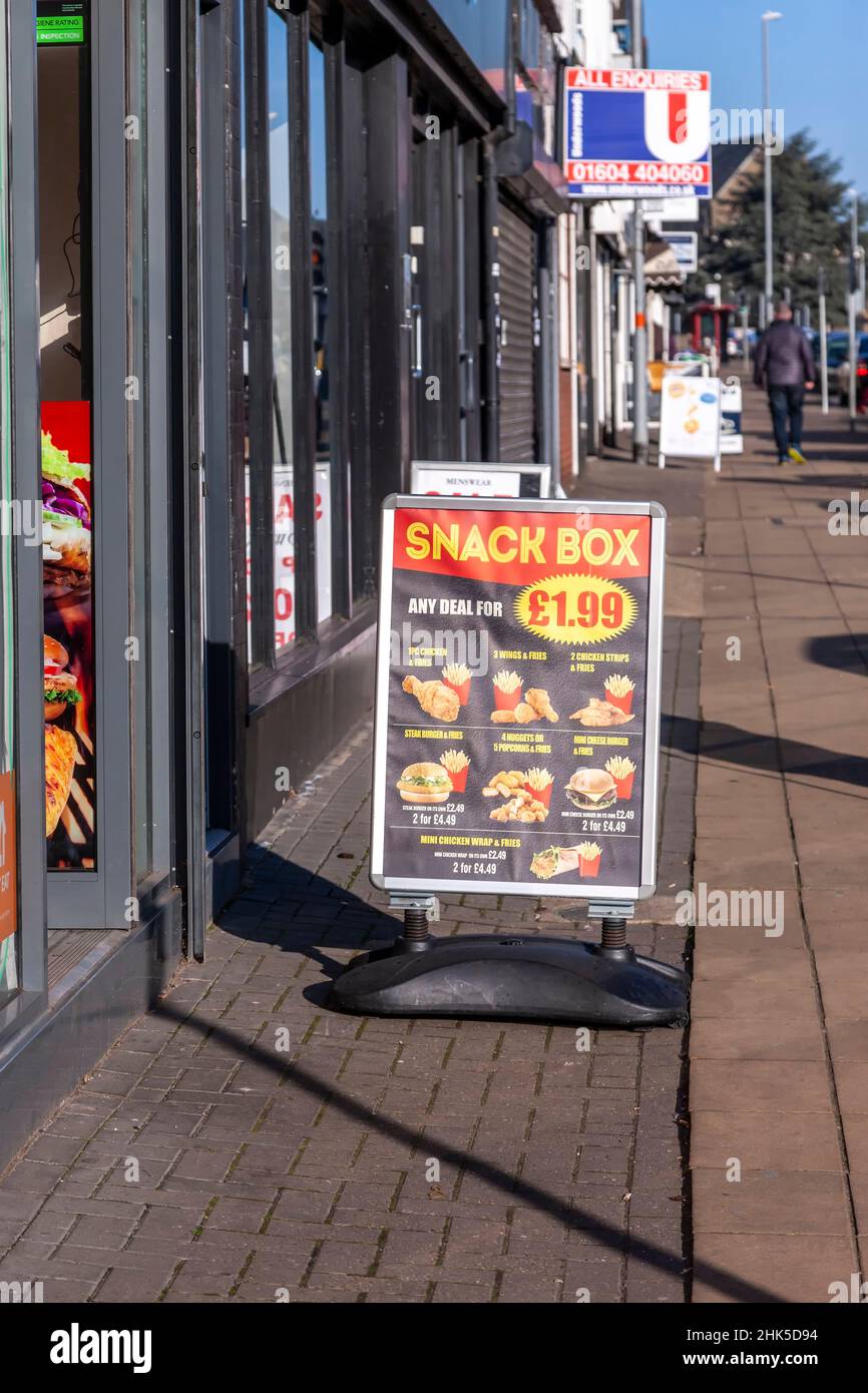 Advertising signs on Wellingborough road, Northampton, Engalnd, UK