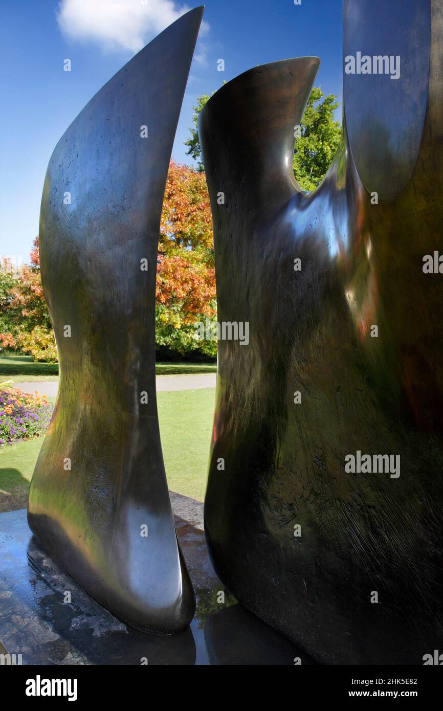 Knife Edge Two Piece is one of Henry Moore's best known abstract sculptures, seen here on public