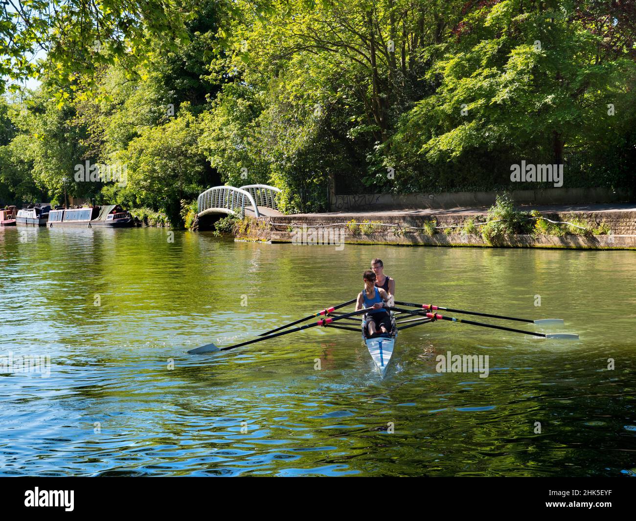 Rowing practice on the Thames at Oxford, just upstream of Folly Bridge