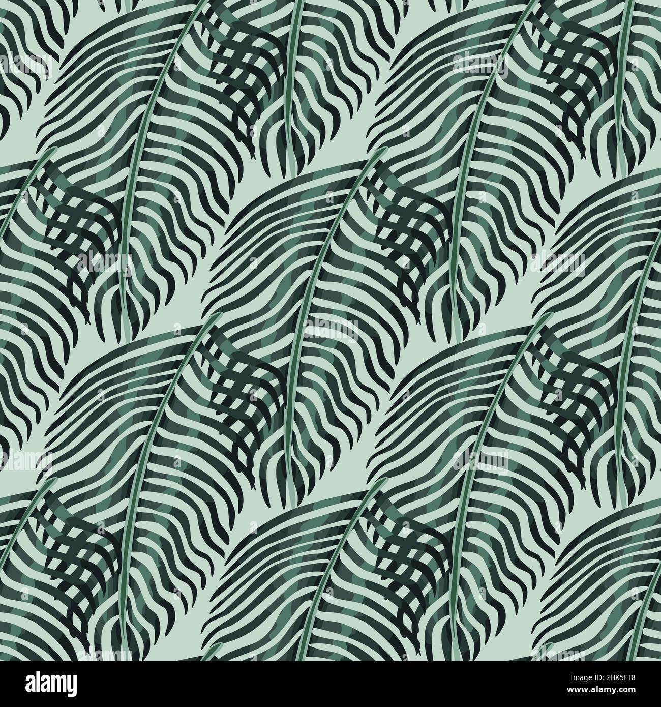 Abstract seamless botany pattern with dark fern silhouettes shapes ...