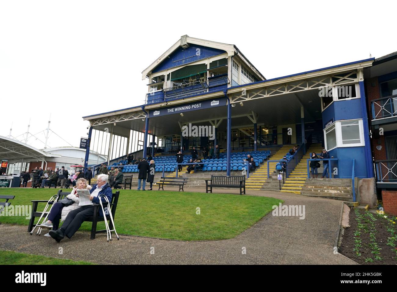 A view of The Winning Post grandstand and bar at Leicester Racecourse. Picture date: Wednesday February 2, 2022. Stock Photo