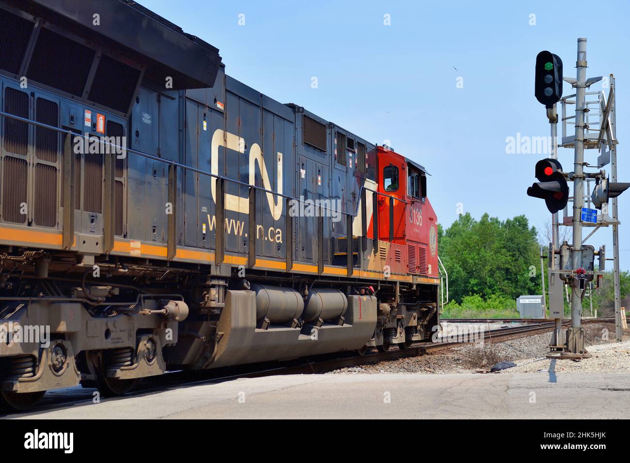 Bartlett, Illinois, USA. A single Canadian National Railway