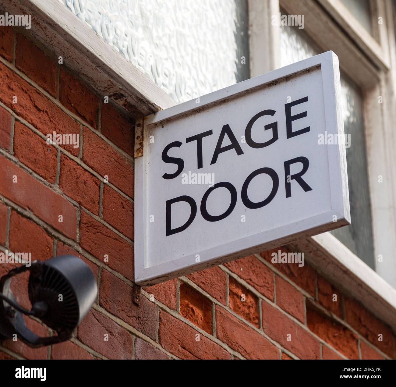 Stage Door Sign Fixed On Brick Wall, Jubilee Hall Theatre, Aldeburgh 